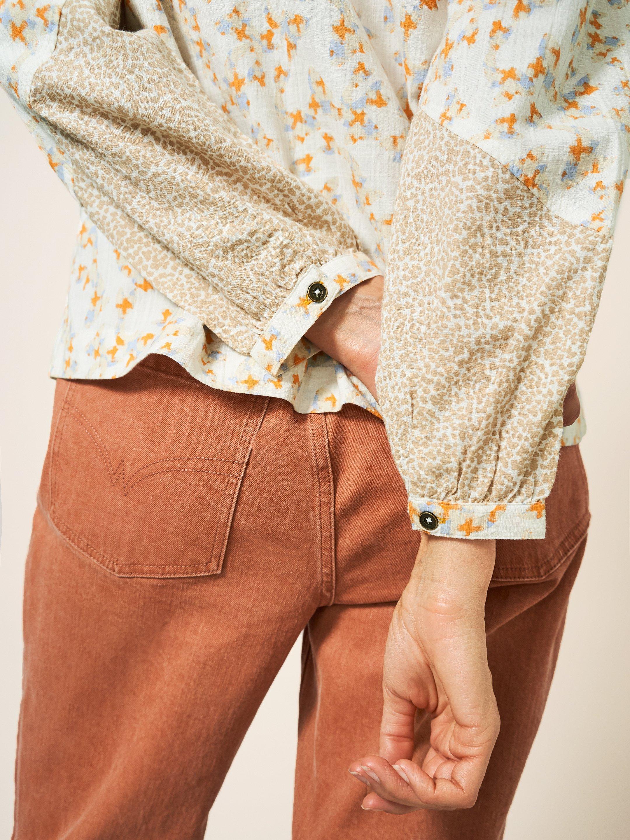 Jasmine Cotton Shirt in IVORY MLT - MODEL DETAIL