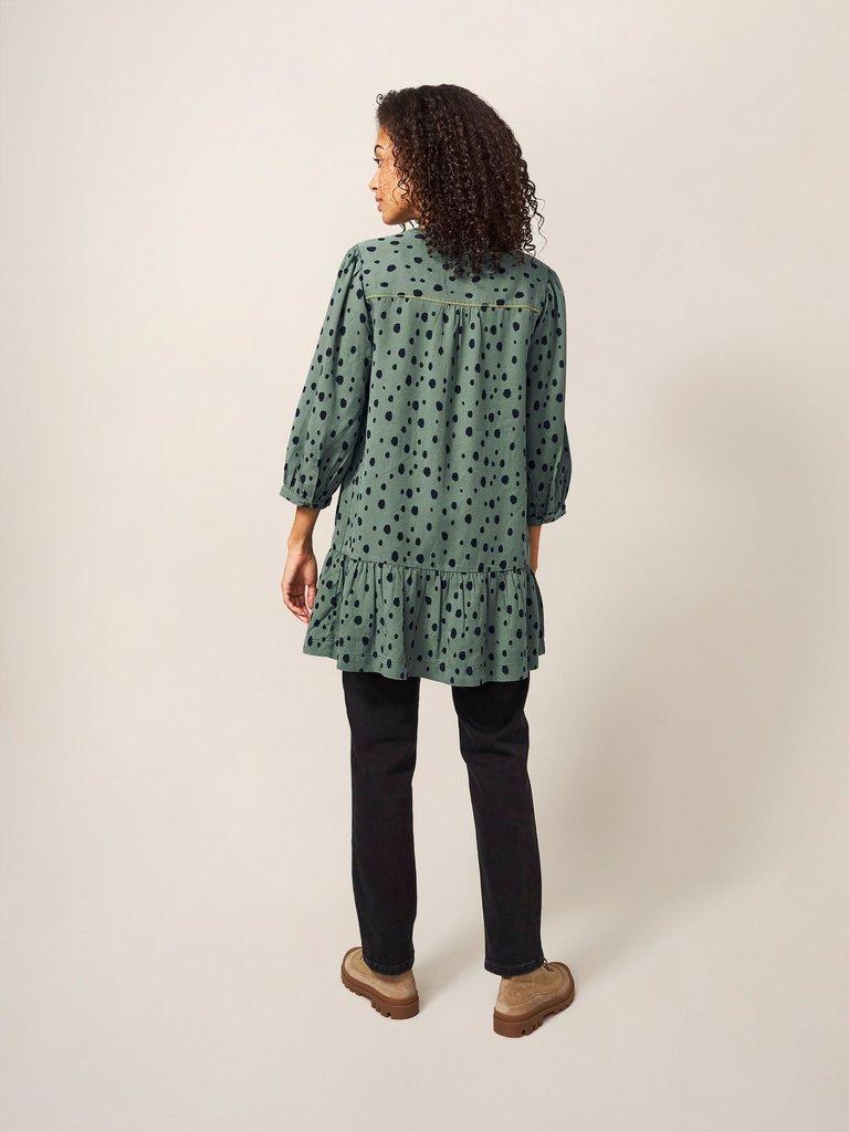 Maisie Tunic in GREEN MLT - MODEL BACK