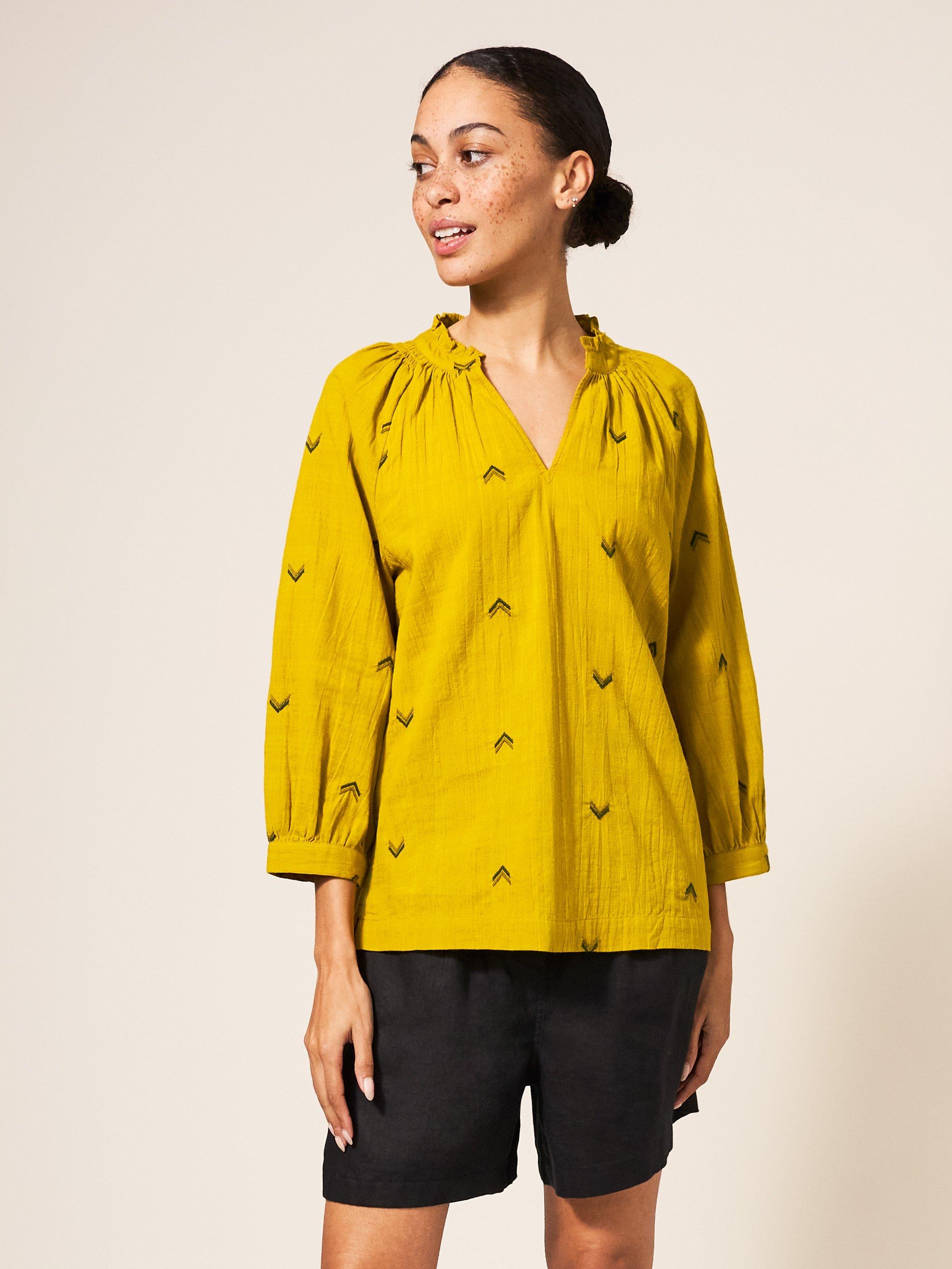 Georgie Embroidered Top in CHART MLT - LIFESTYLE
