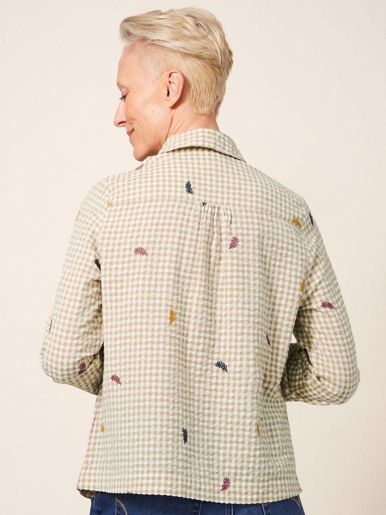 Madeline Embroidered Shirt in NAT MLT - MODEL BACK