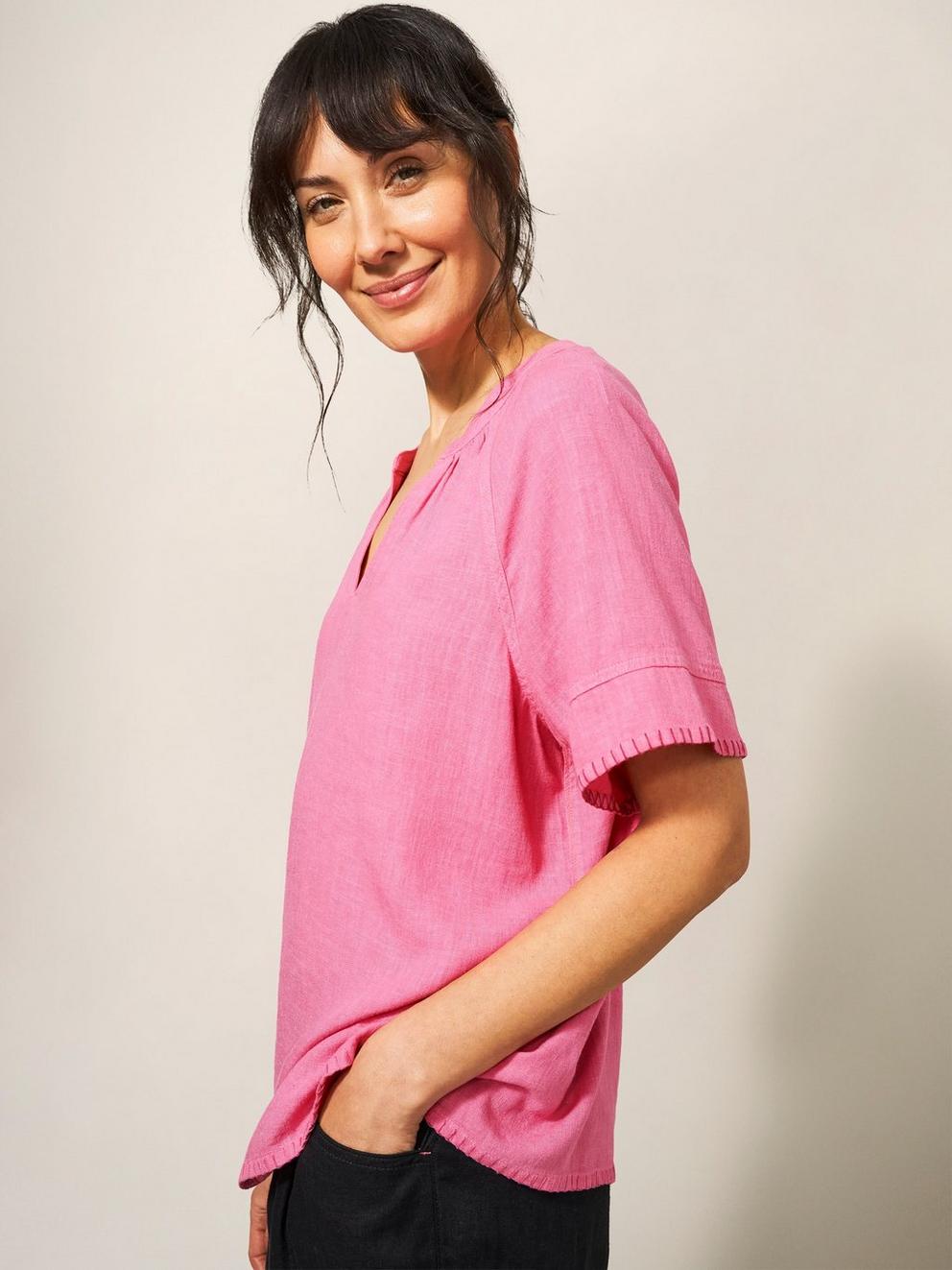 Cora Top in BRT PINK - MODEL DETAIL