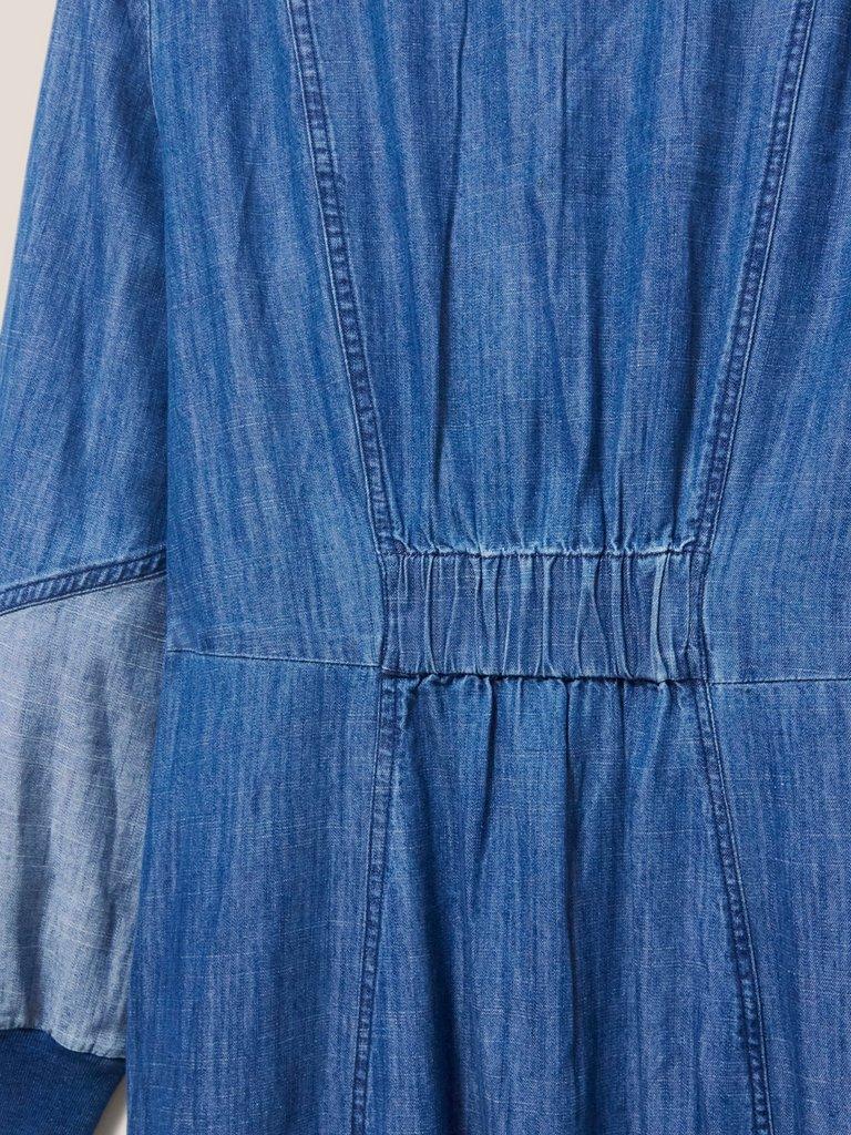 Jasmine Denim Midi Dress in MID DENIM - FLAT DETAIL