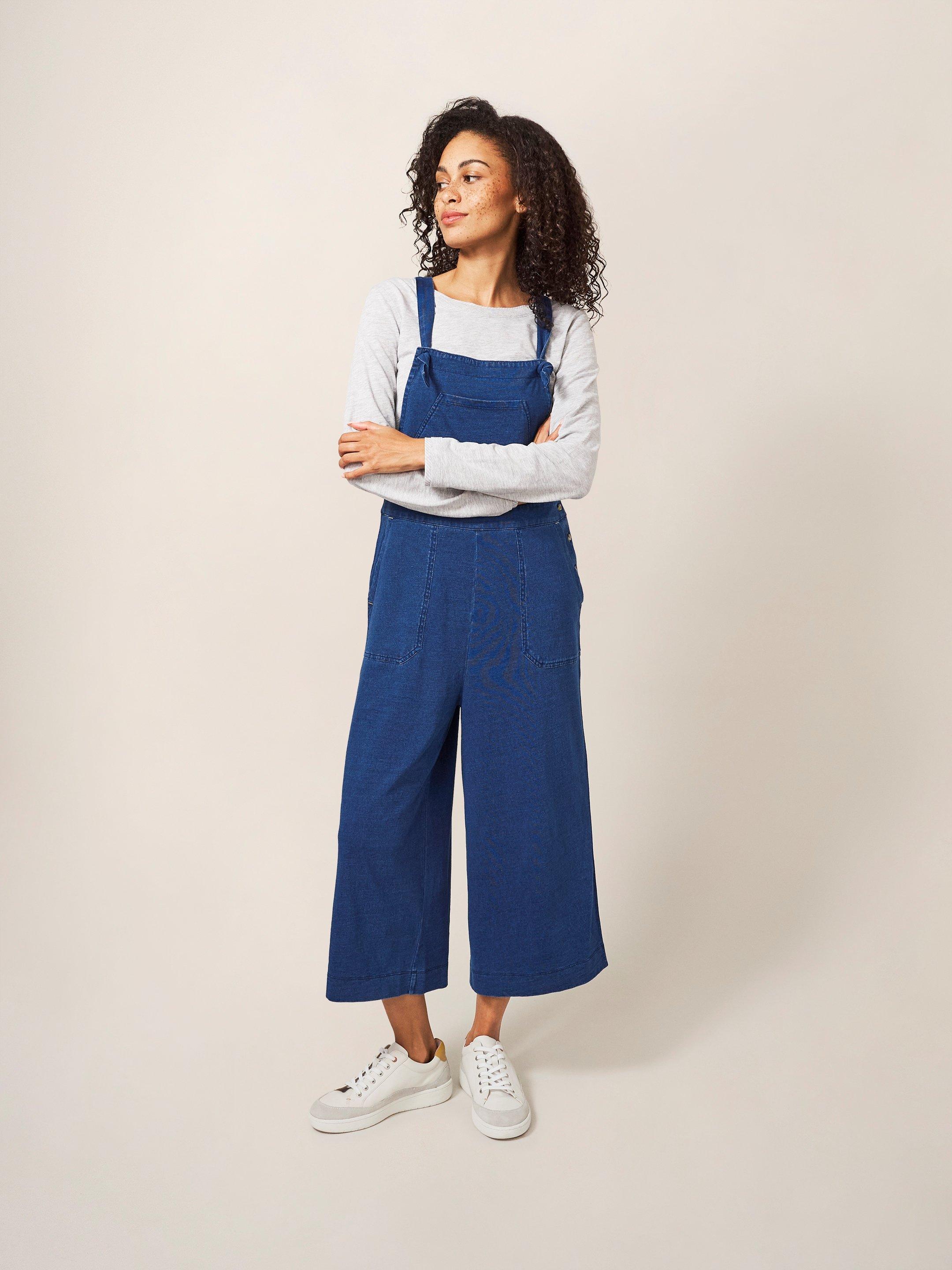 White Stuff - Super soft wide leg denim dungarees on Designer Wardrobe