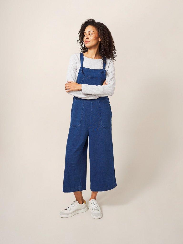 Debbie Jersey Dungaree in MID DENIM - LIFESTYLE