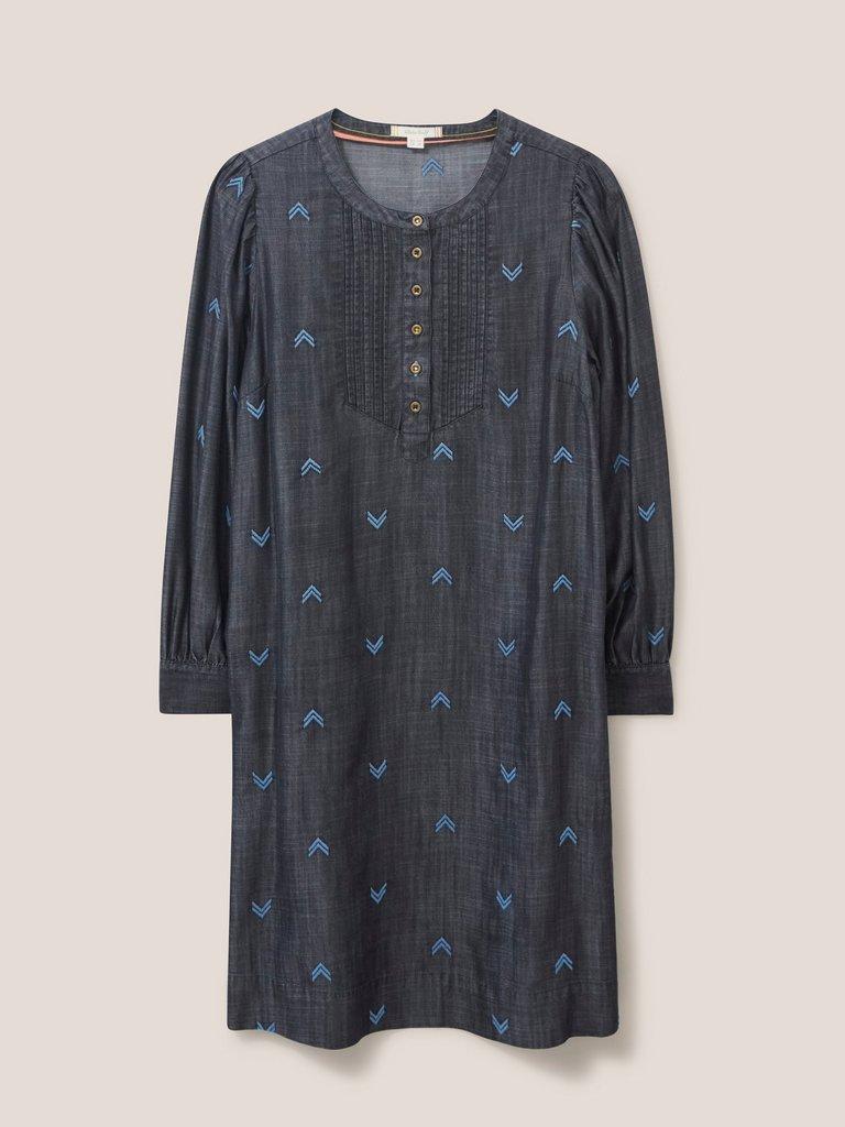 Sofia Emb Shift Dress in GREY MLT - FLAT FRONT