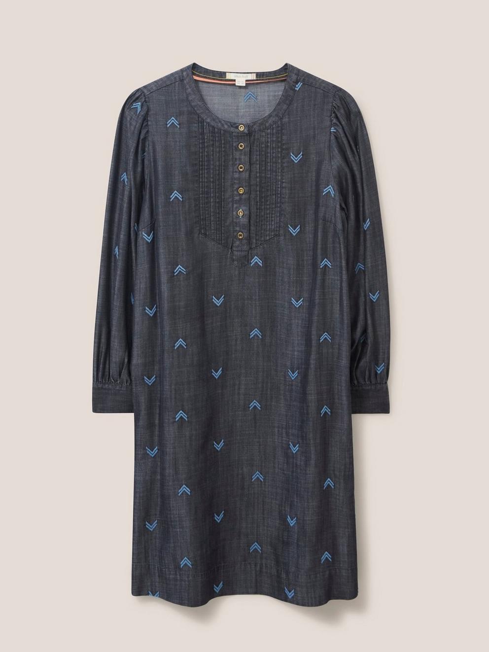Sofia Emb Shift Dress in GREY MLT - FLAT FRONT