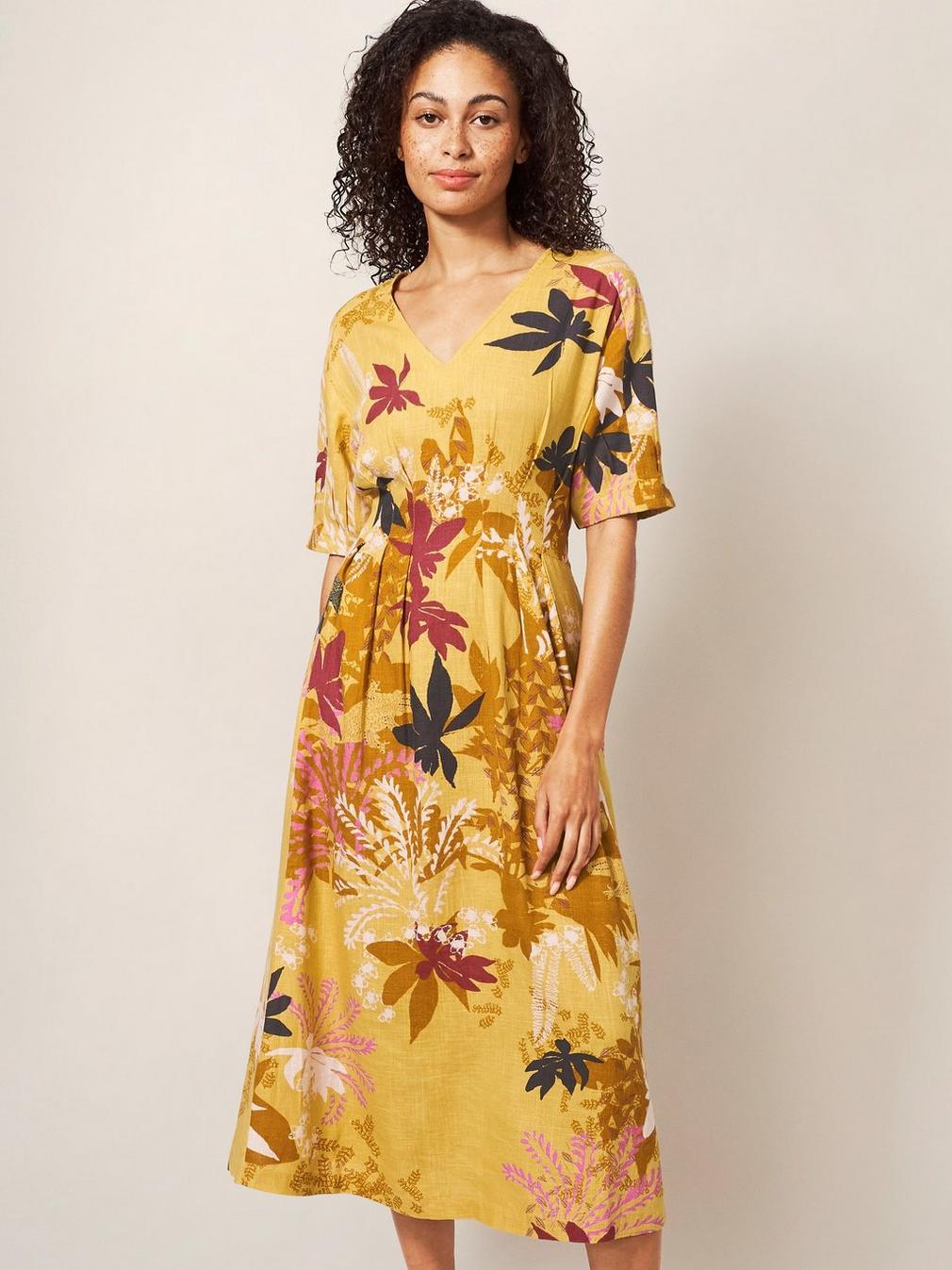 Kate Midi Dress in YELLOW MLT - LIFESTYLE