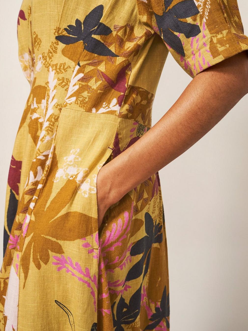 Kate Midi Dress in YELLOW MLT - MODEL DETAIL