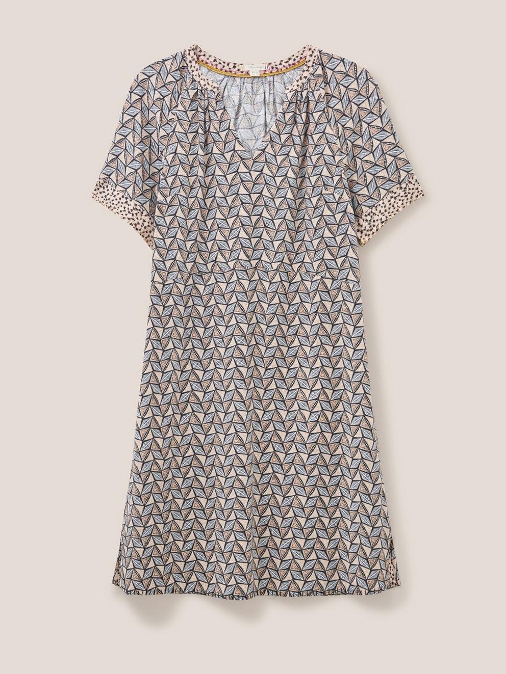 Cora Linen Blend Dress in NAT MLT - FLAT FRONT