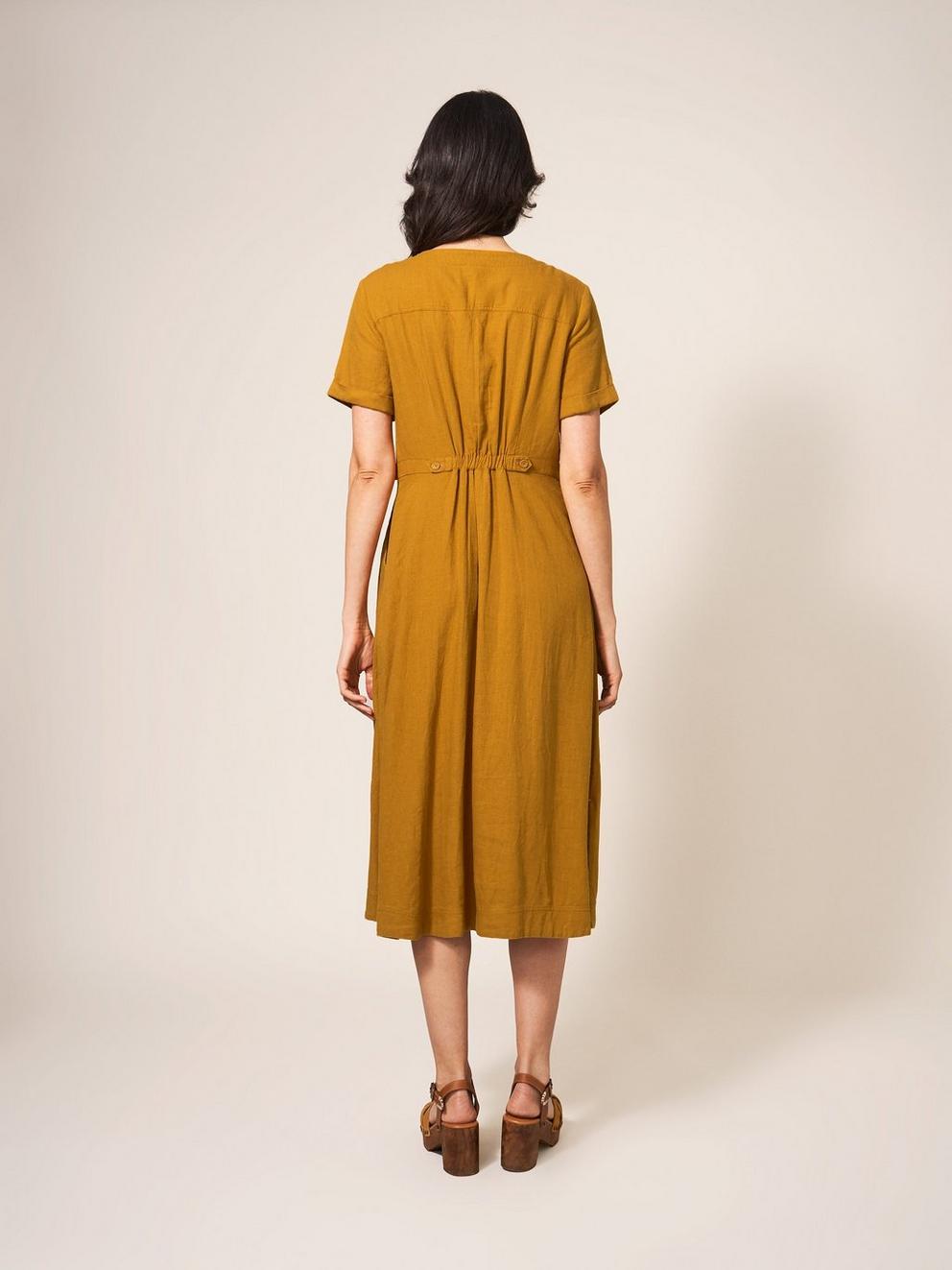 Ivy Dress in MID TAN - MODEL BACK