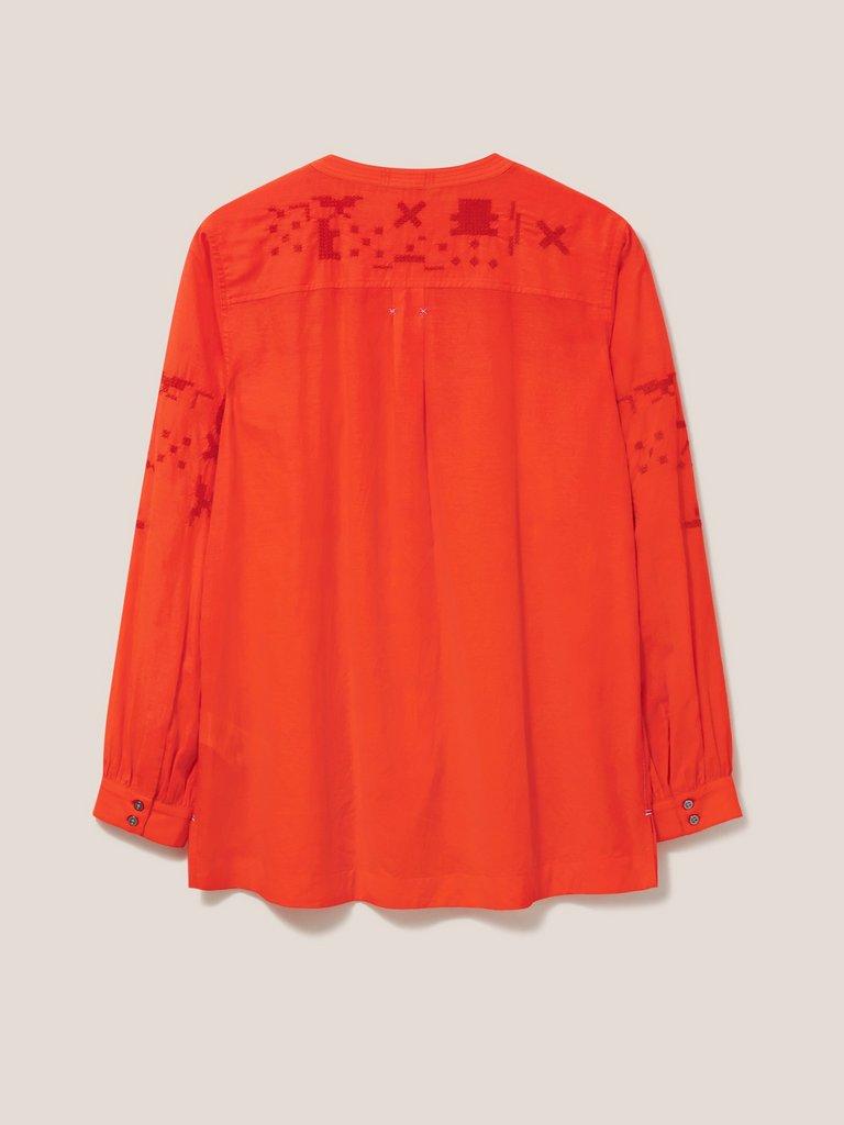 Marta Embroidered Shirt in RED MLT - FLAT BACK