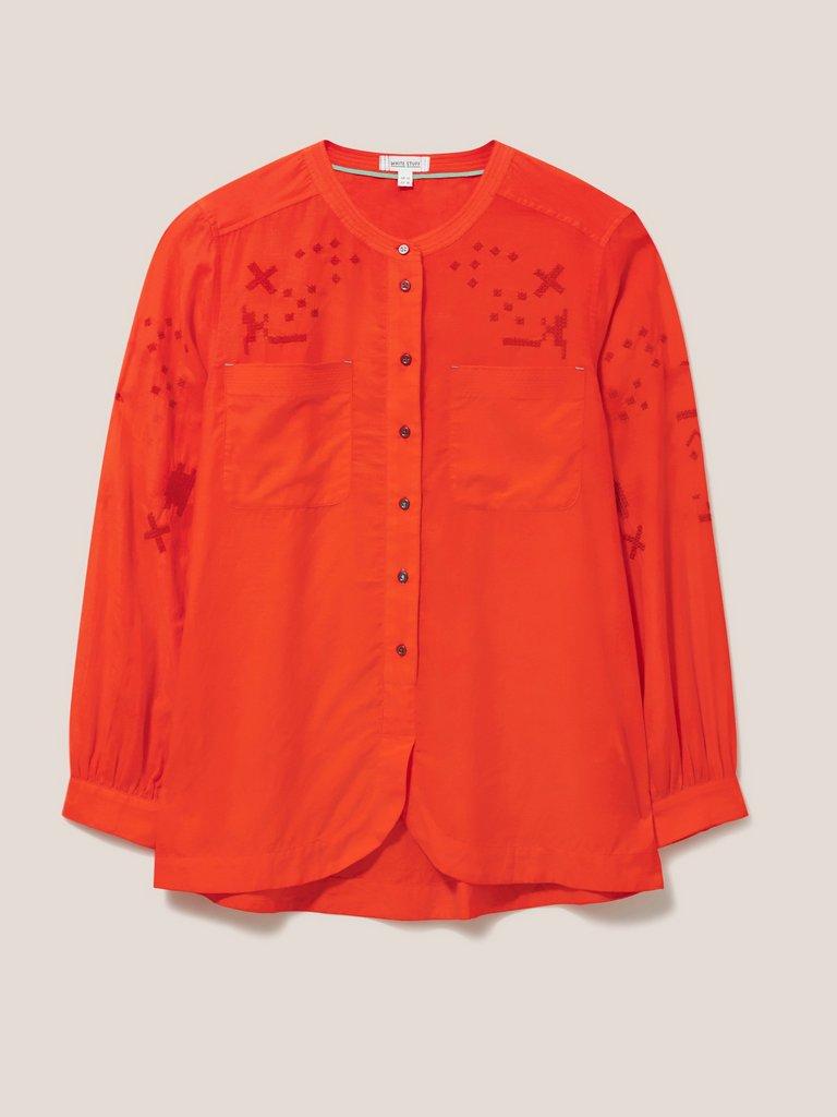 Marta Embroidered Shirt in RED MLT - FLAT FRONT