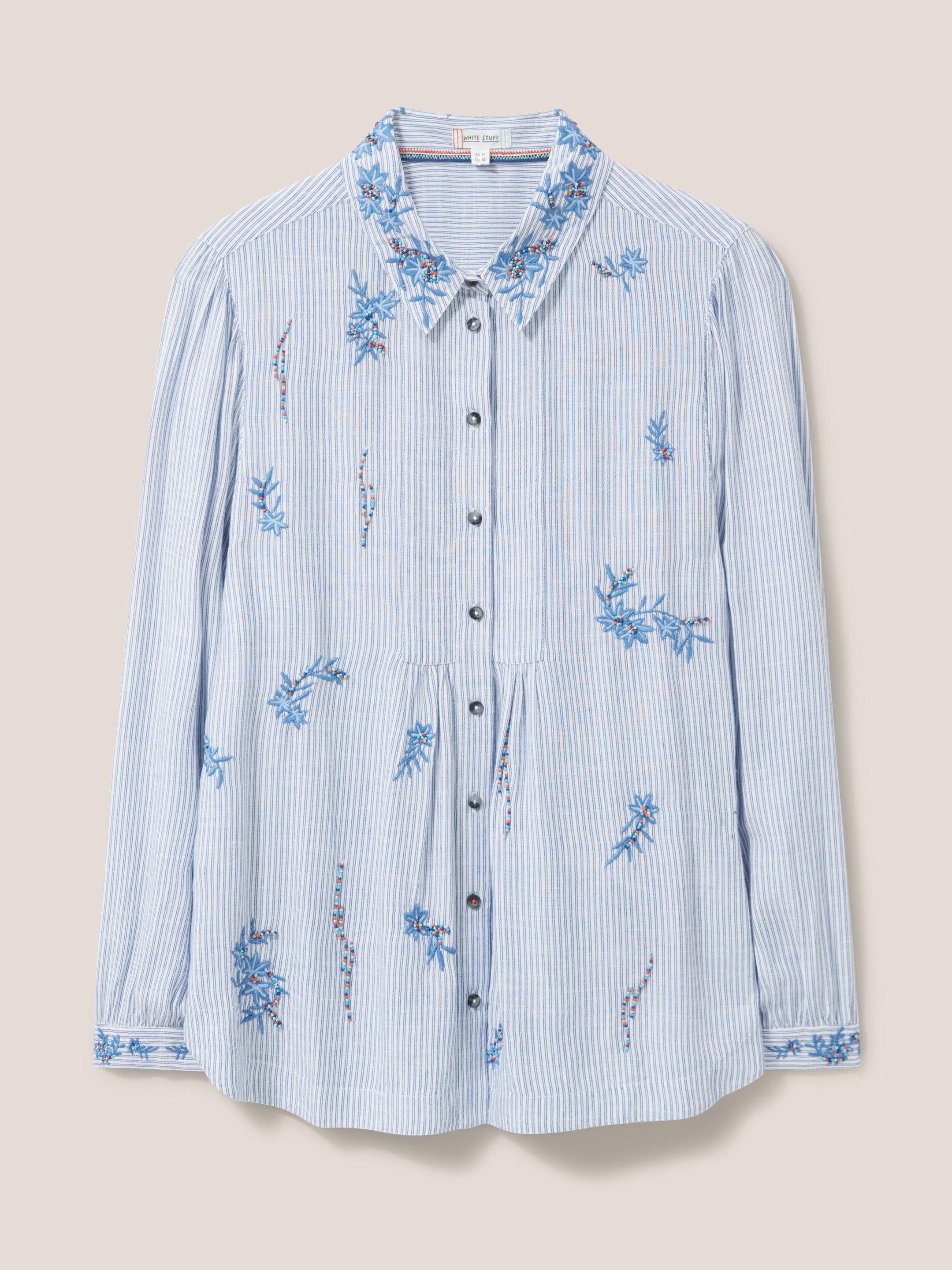 Trailing Embroidered Shirt in BLUE MLT - FLAT FRONT