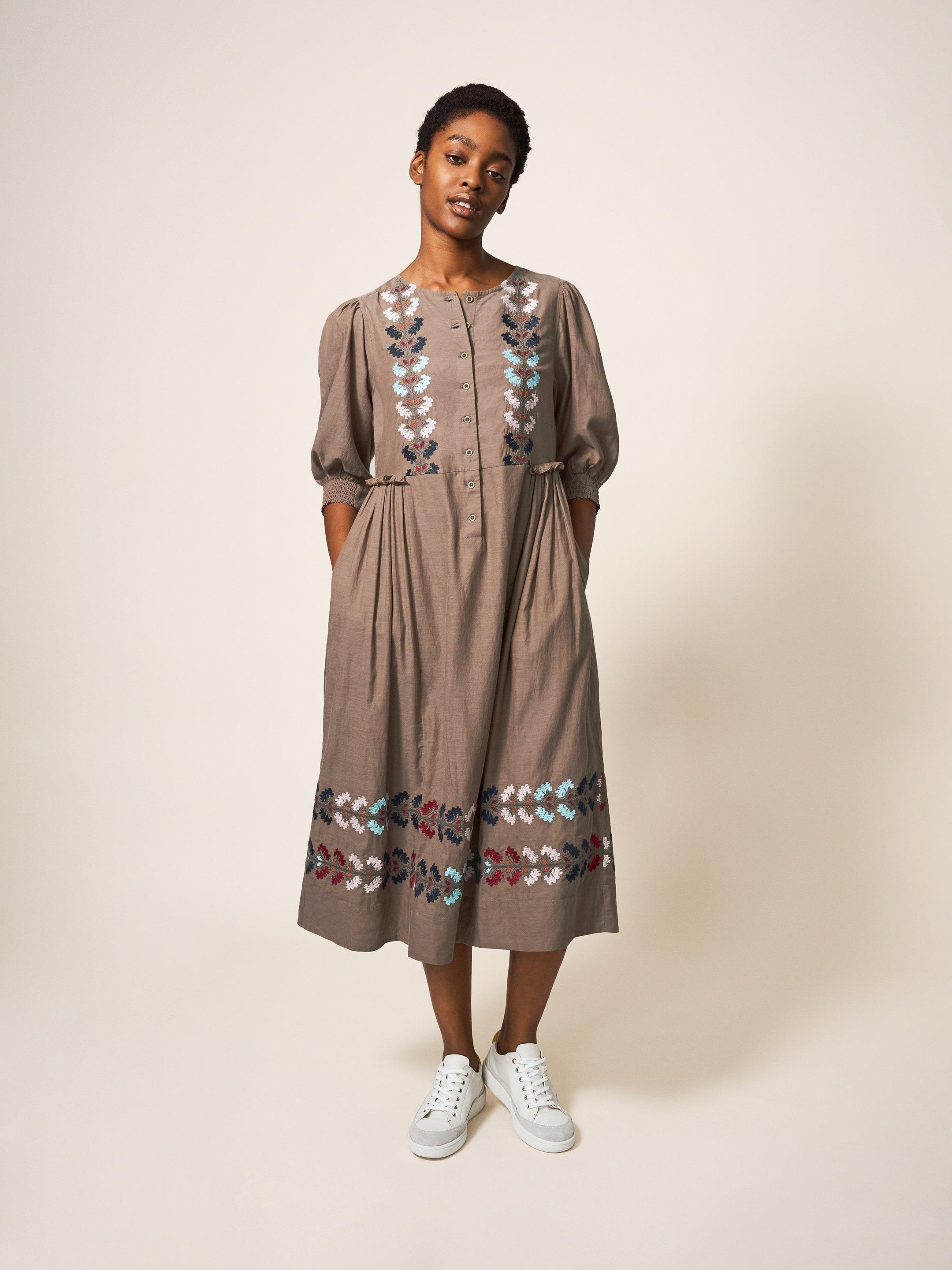 Lavender Embroidered Dress in NATURAL MULTI White Stuff