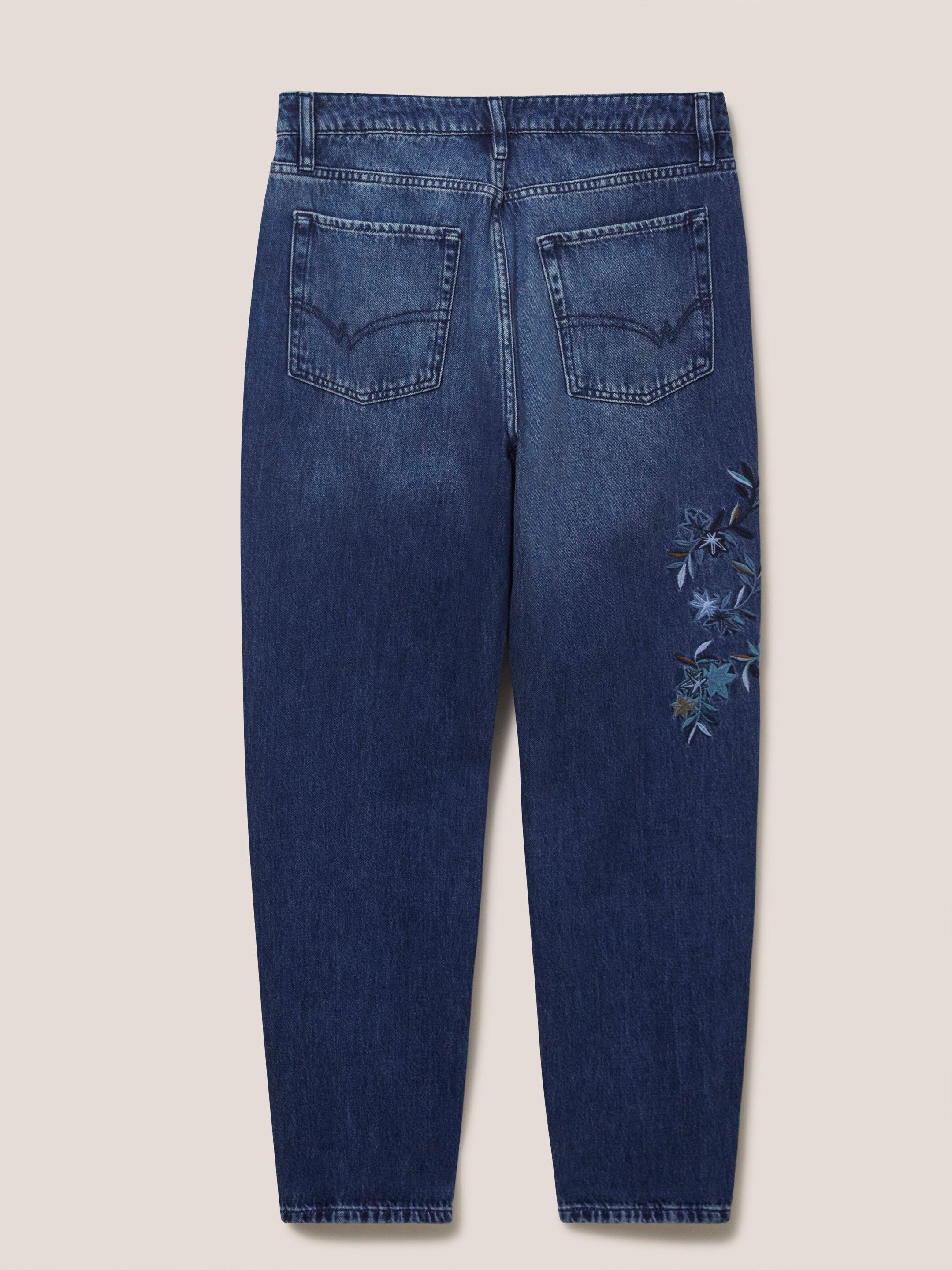 Embroidered Boyfriend Jean in MID DENIM - FLAT BACK