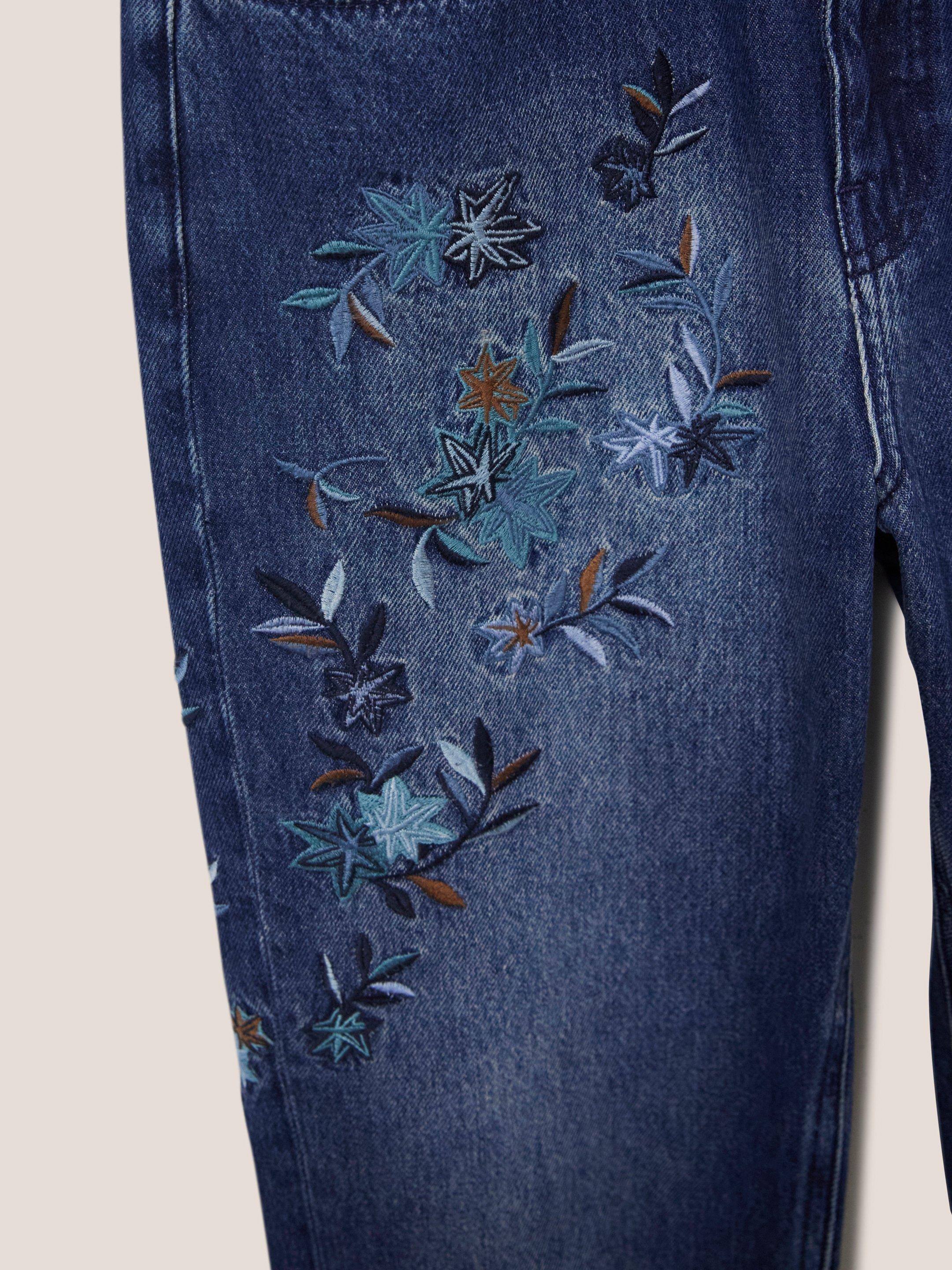 Embroidered Boyfriend Jean in MID DENIM - FLAT DETAIL