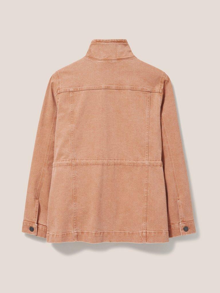 Leighton Clay Dye Denim Jacket in MID CORAL - FLAT BACK