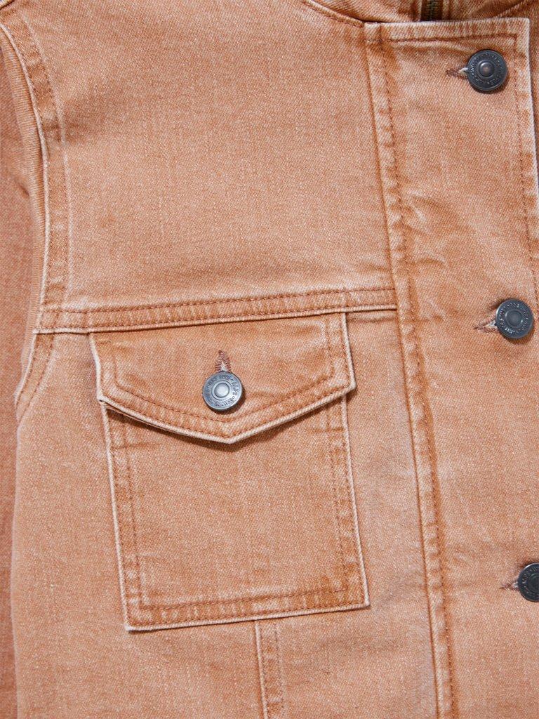 Leighton Clay Dye Denim Jacket in MID CORAL - FLAT DETAIL