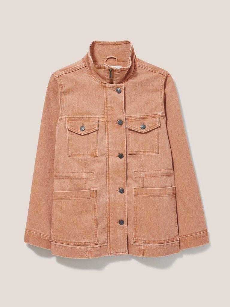Leighton Clay Dye Denim Jacket in MID CORAL - FLAT FRONT