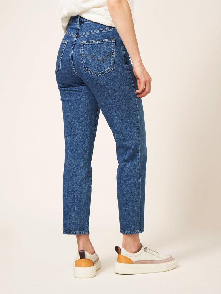 Miley Relaxed Straight Jean in MID DENIM - MODEL BACK
