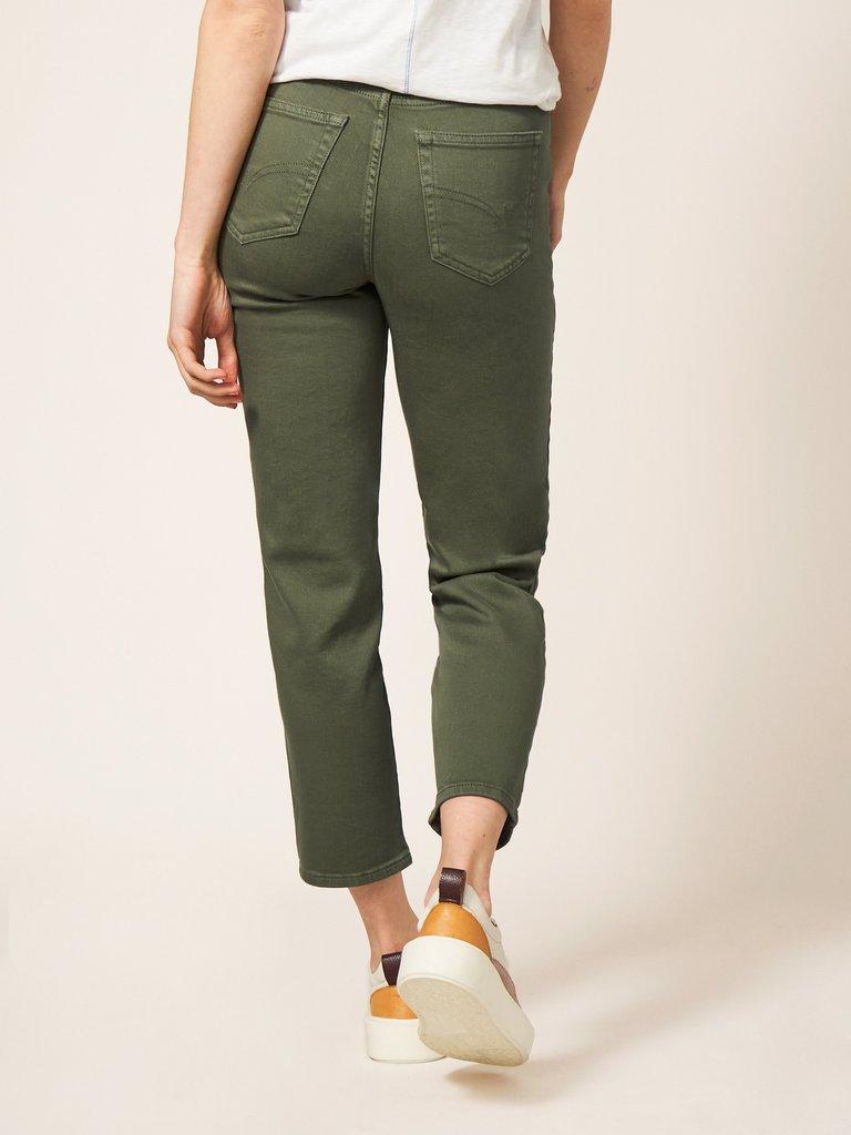 Miley Relaxed Straight Jean in MID GREEN - MODEL BACK