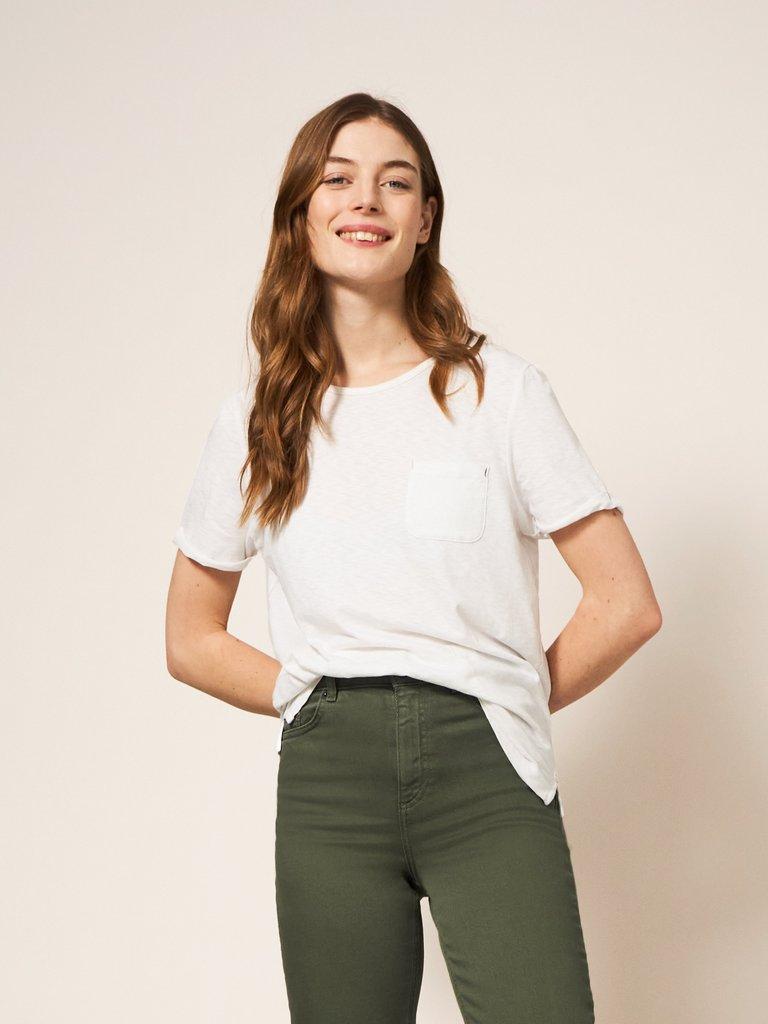 Miley Relaxed Straight Jean in MID GREEN - MODEL FRONT