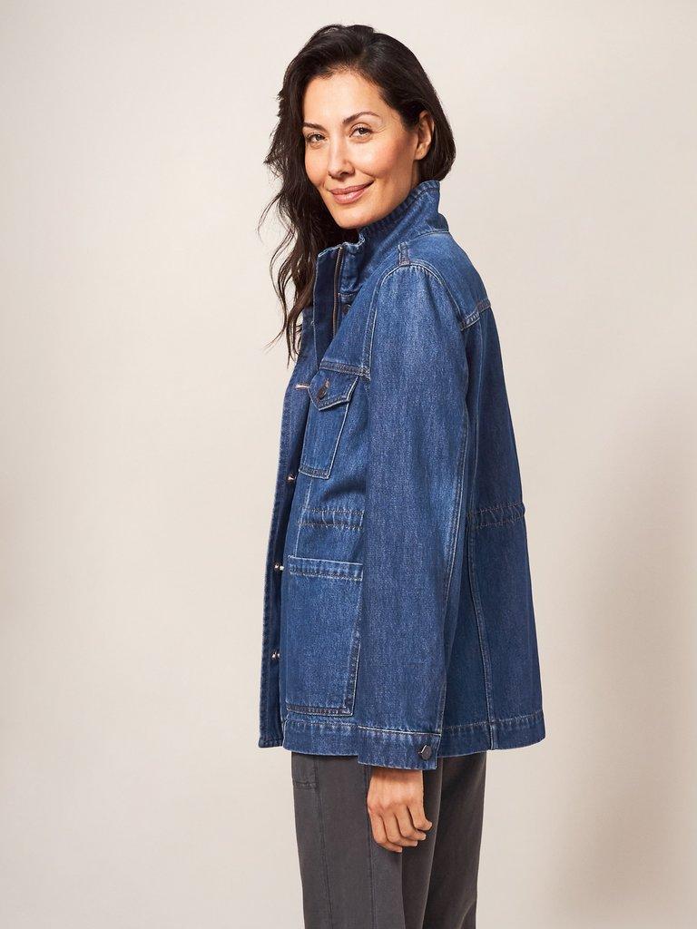 Leighton Denim Jacket in DK DENIM - MODEL BACK