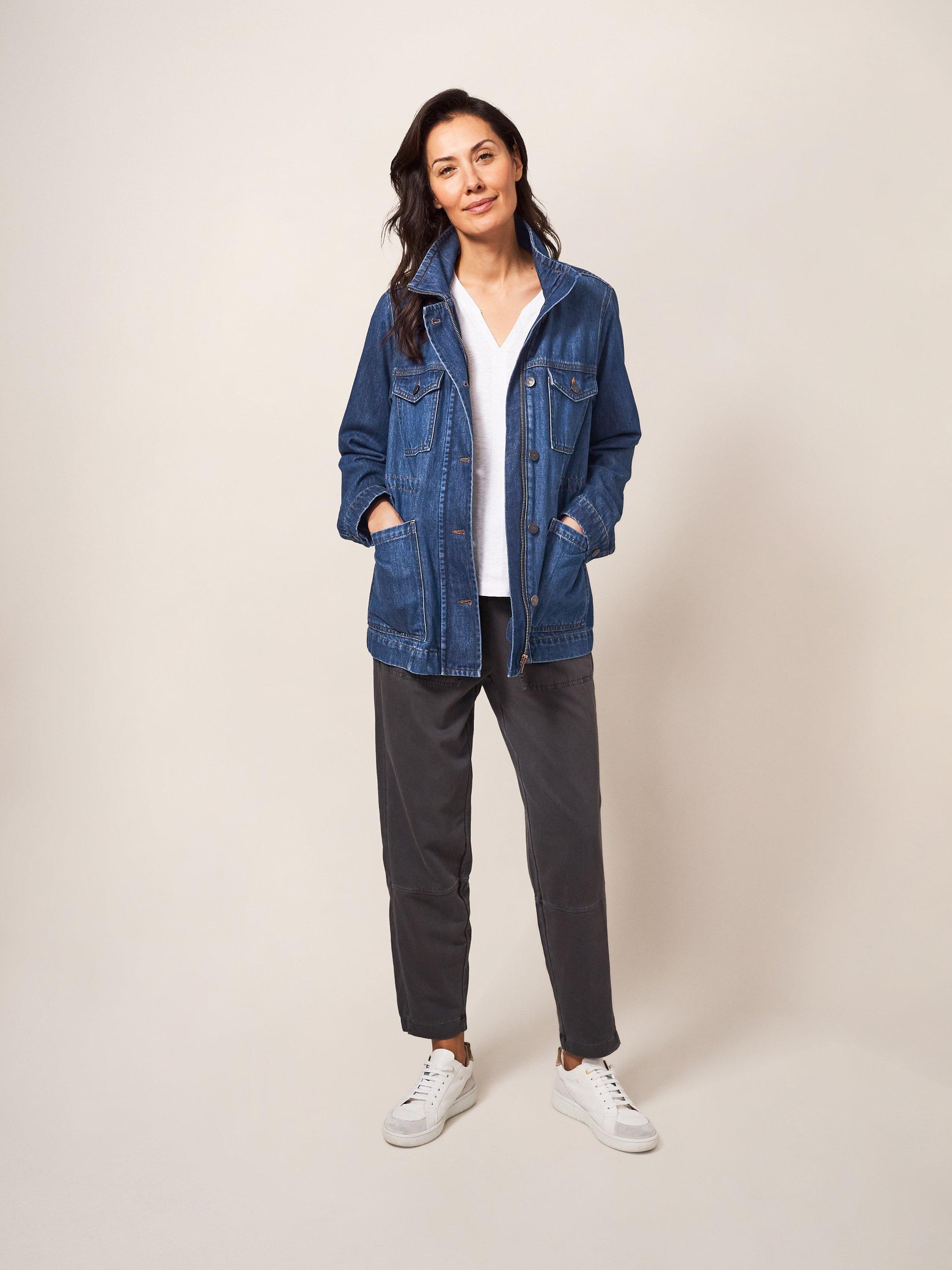 Leighton Denim Jacket in DK DENIM White Stuff