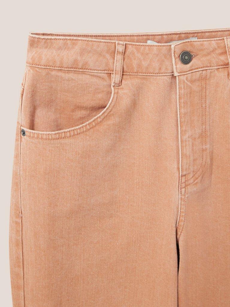 Leighton ClayDye Straight Jean in MID CORAL - FLAT DETAIL