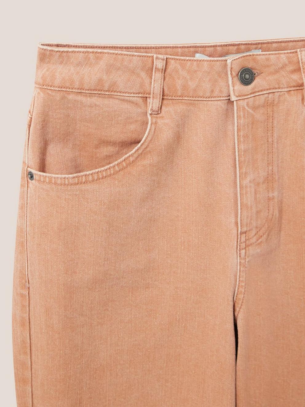 Leighton ClayDye Straight Jean in MID CORAL - FLAT DETAIL