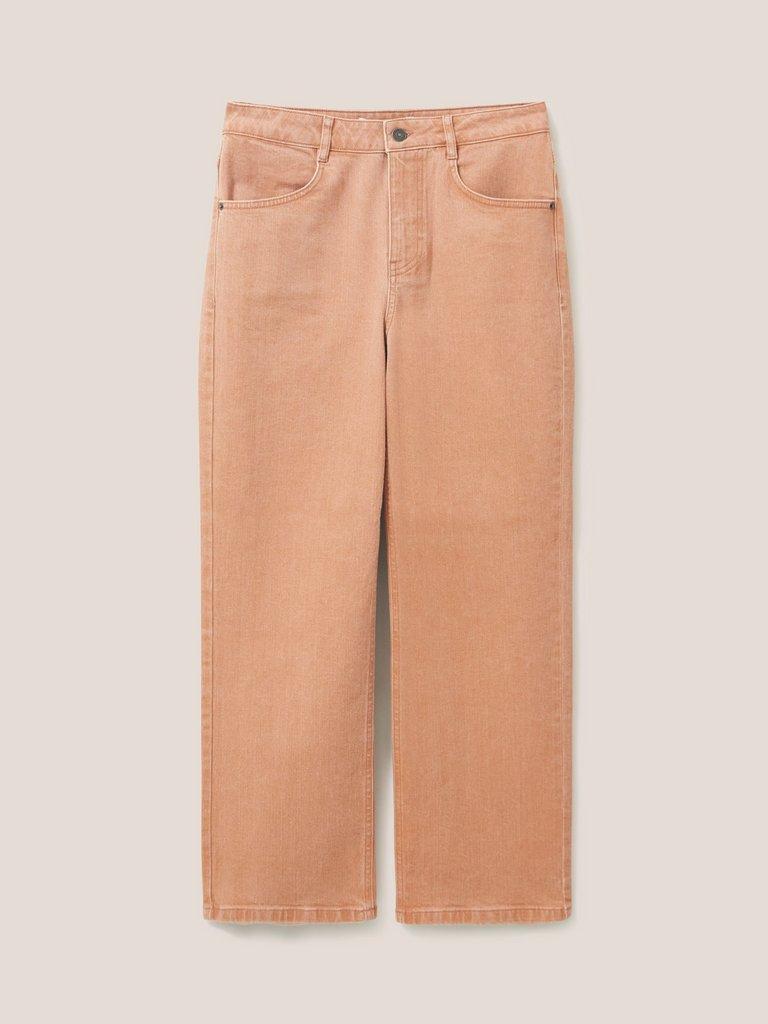 Leighton ClayDye Straight Jean in MID CORAL - FLAT FRONT