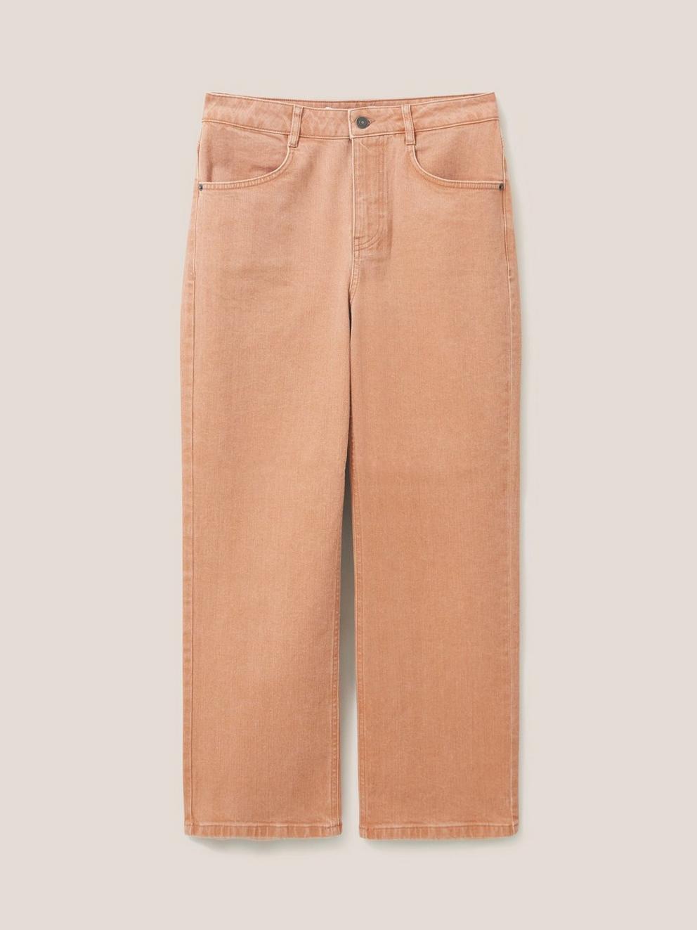 Leighton ClayDye Straight Jean in MID CORAL - FLAT FRONT