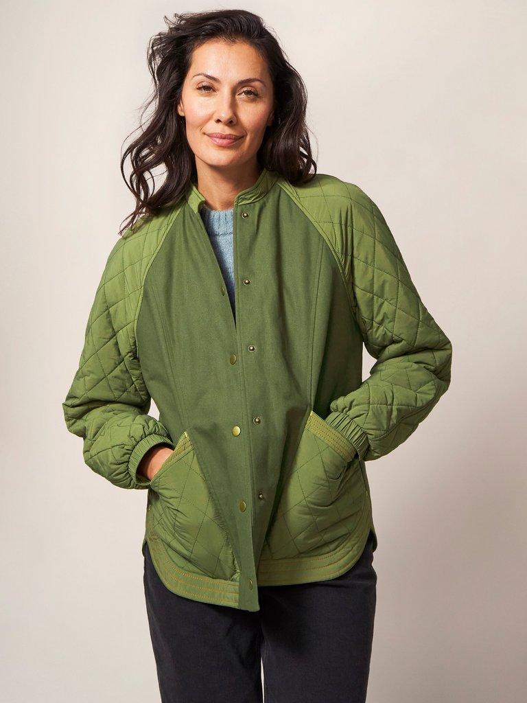 Avery Quilted Jacket in KHAKI GRN - LIFESTYLE