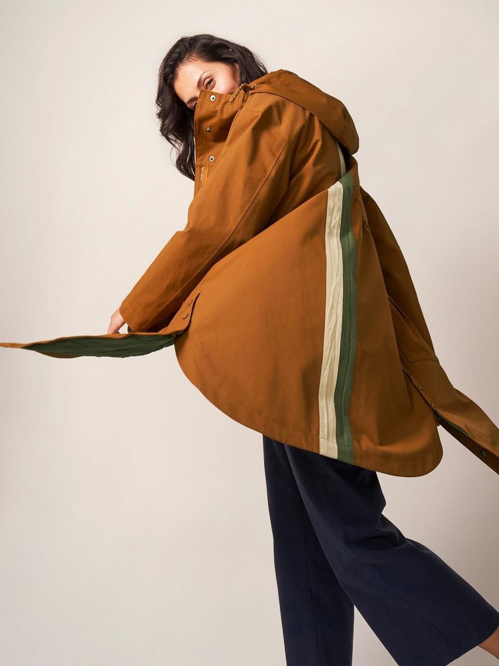 Millie Waterproof Jacket in DARK TAN - MODEL DETAIL