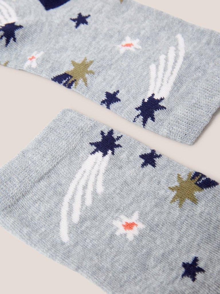 Shooting Star Socks in GREY MLT - FLAT DETAIL