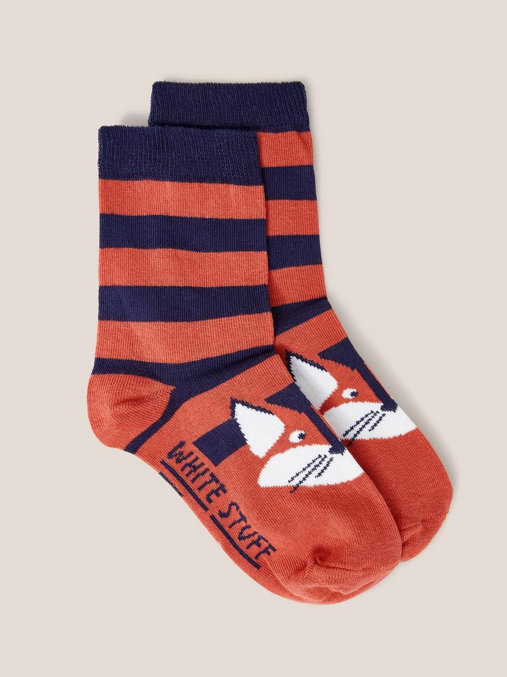 Fox Socks in ORANGE MLT - FLAT FRONT