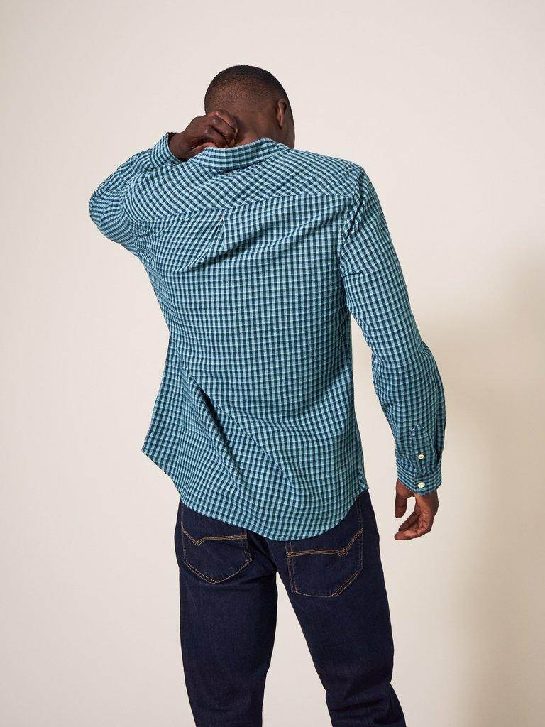Westlake Gingham Shirt in MINT GREEN - MODEL BACK