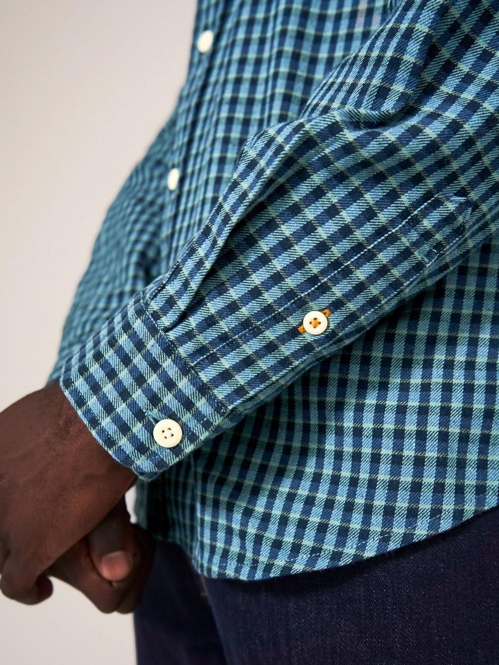 Westlake Gingham Shirt in MINT GREEN - MODEL FRONT