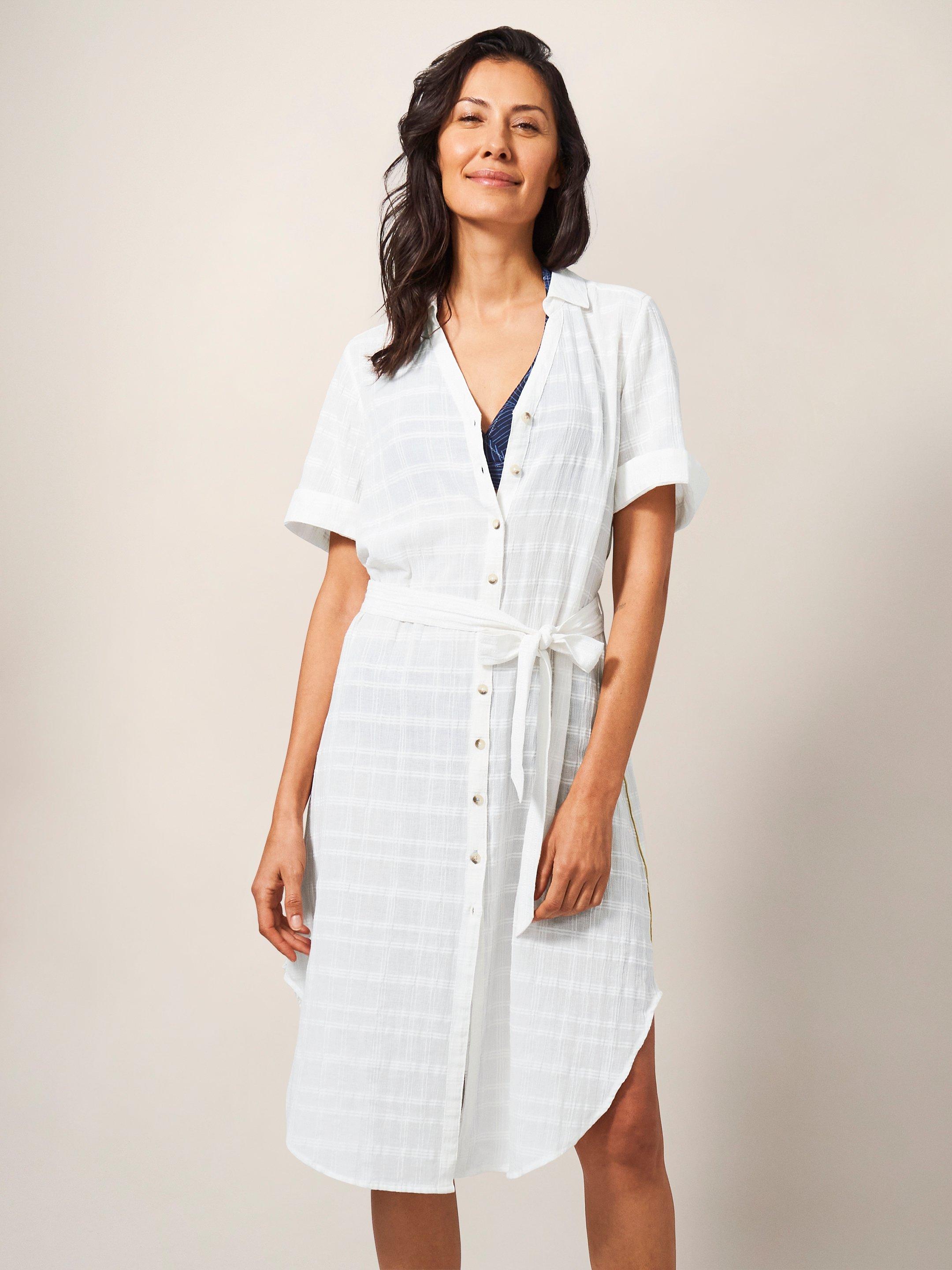 Devin Shirt Dress in IVORY MLT - LIFESTYLE