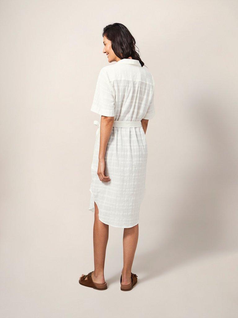 Devin Shirt Dress in IVORY MLT - MODEL BACK