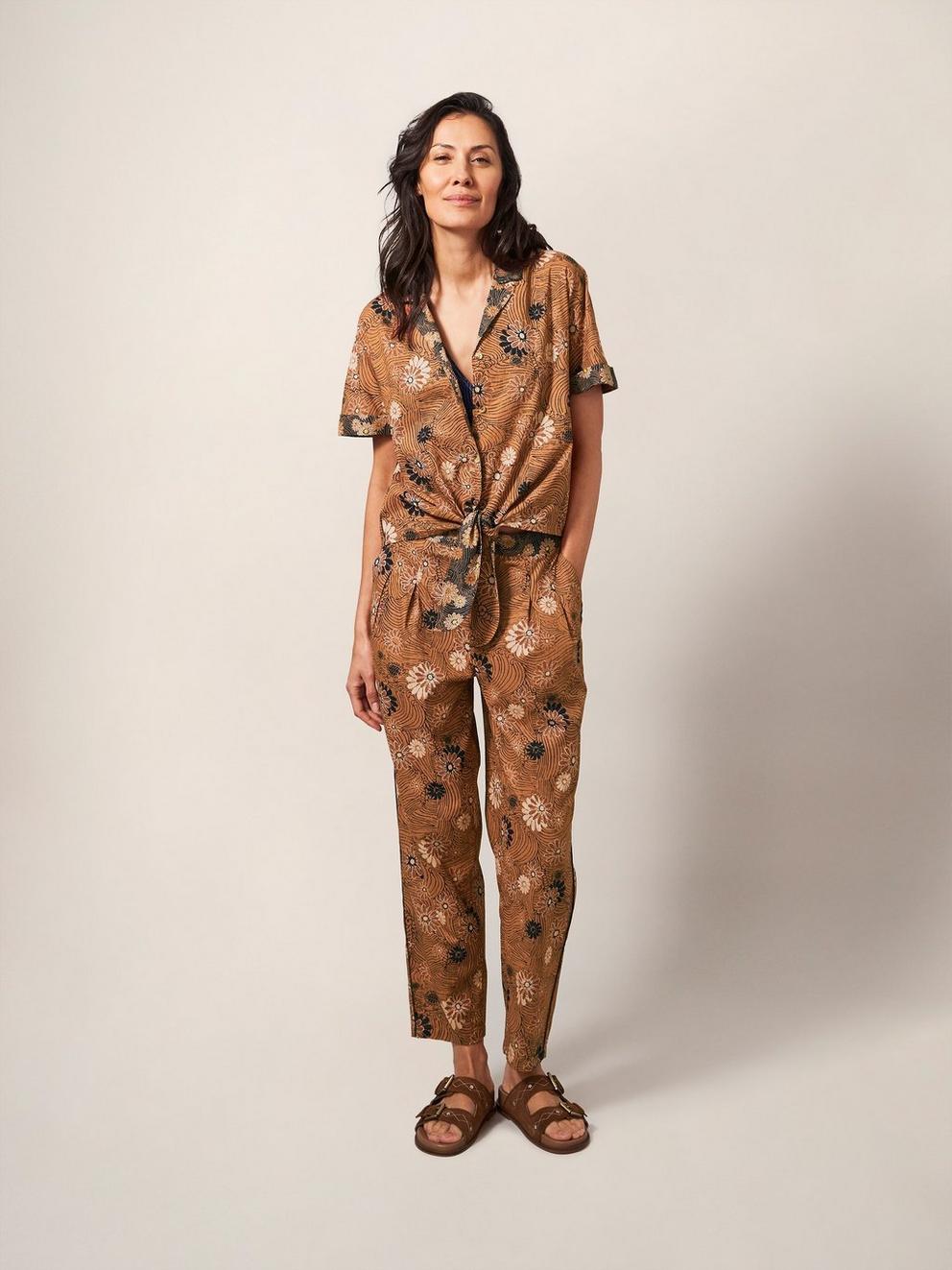 Paige Printed Trouser in ORANGE PR - MODEL FRONT