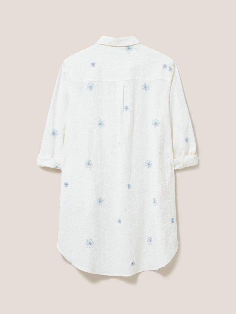 Carrie Emb Longline Shirt in IVORY MLT - FLAT BACK