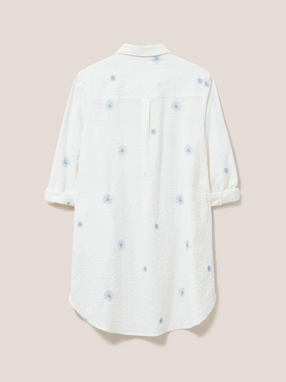 Carrie Emb Longline Shirt in IVORY MLT - FLAT BACK