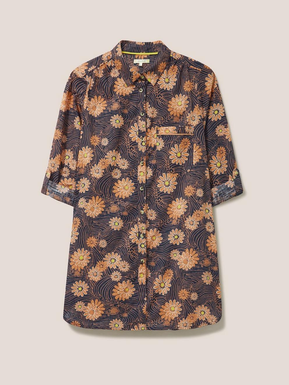 Carrie Longline Shirt in ORANGE PR - FLAT FRONT