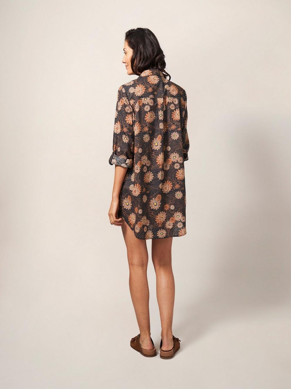 Carrie Longline Shirt in ORANGE PR - MODEL BACK