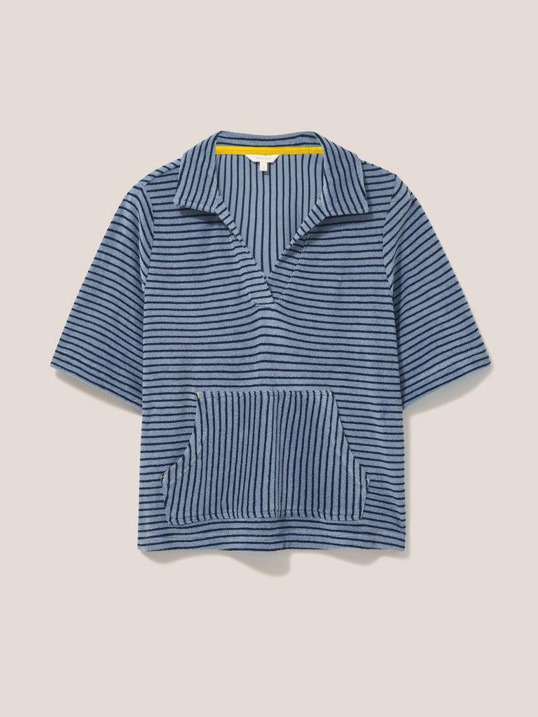 Sofia Towelling Top in BLUE PR - FLAT FRONT