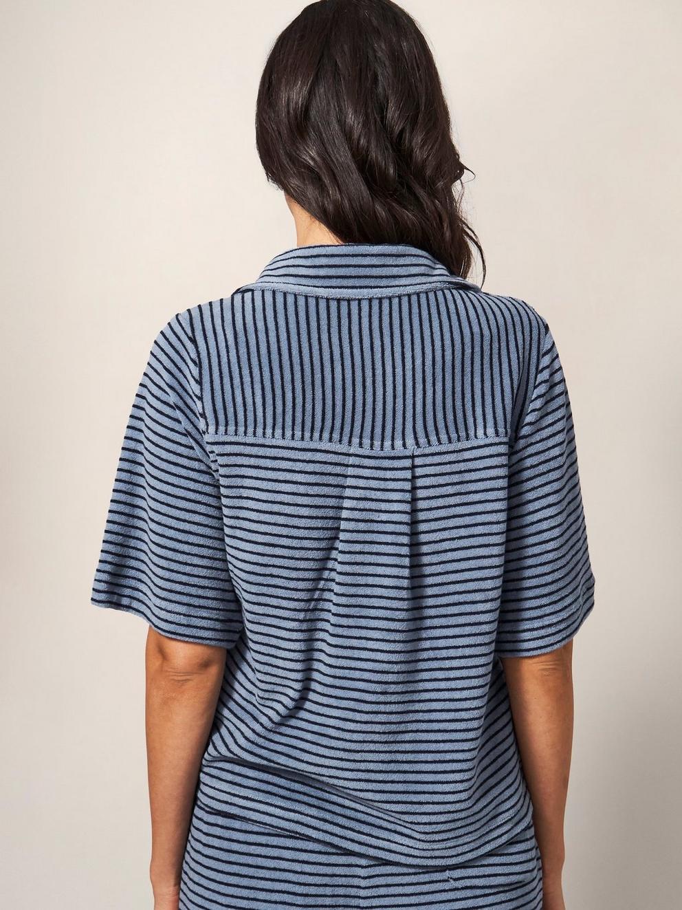 Sofia Towelling Top in BLUE PR - MODEL BACK