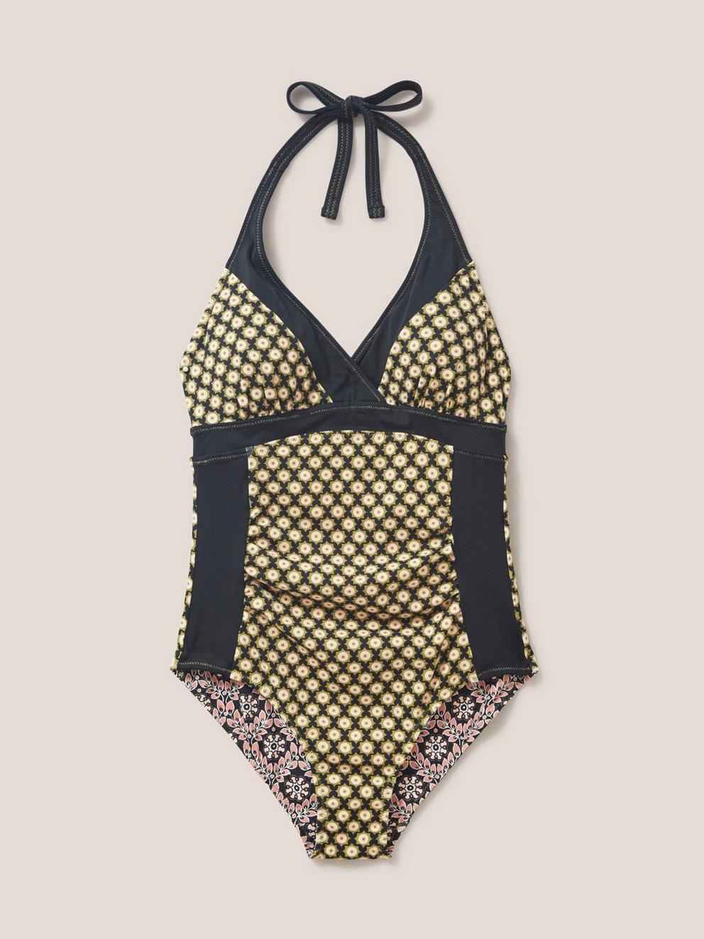 Sunshine Reversible Swimsuit in BLK MLT - FLAT FRONT