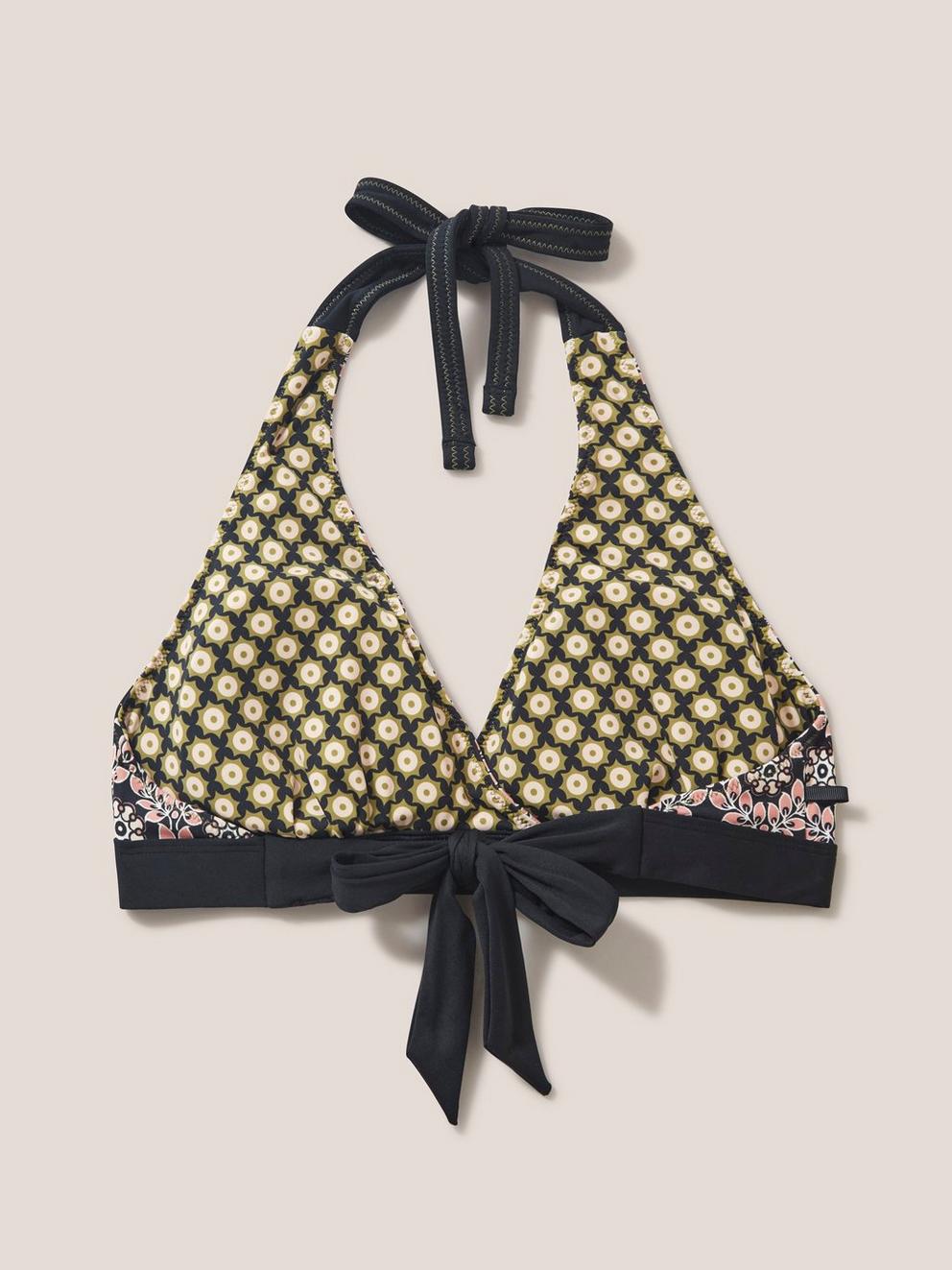 Sunshine Reversible Bikini Top in BLK MLT - FLAT BACK