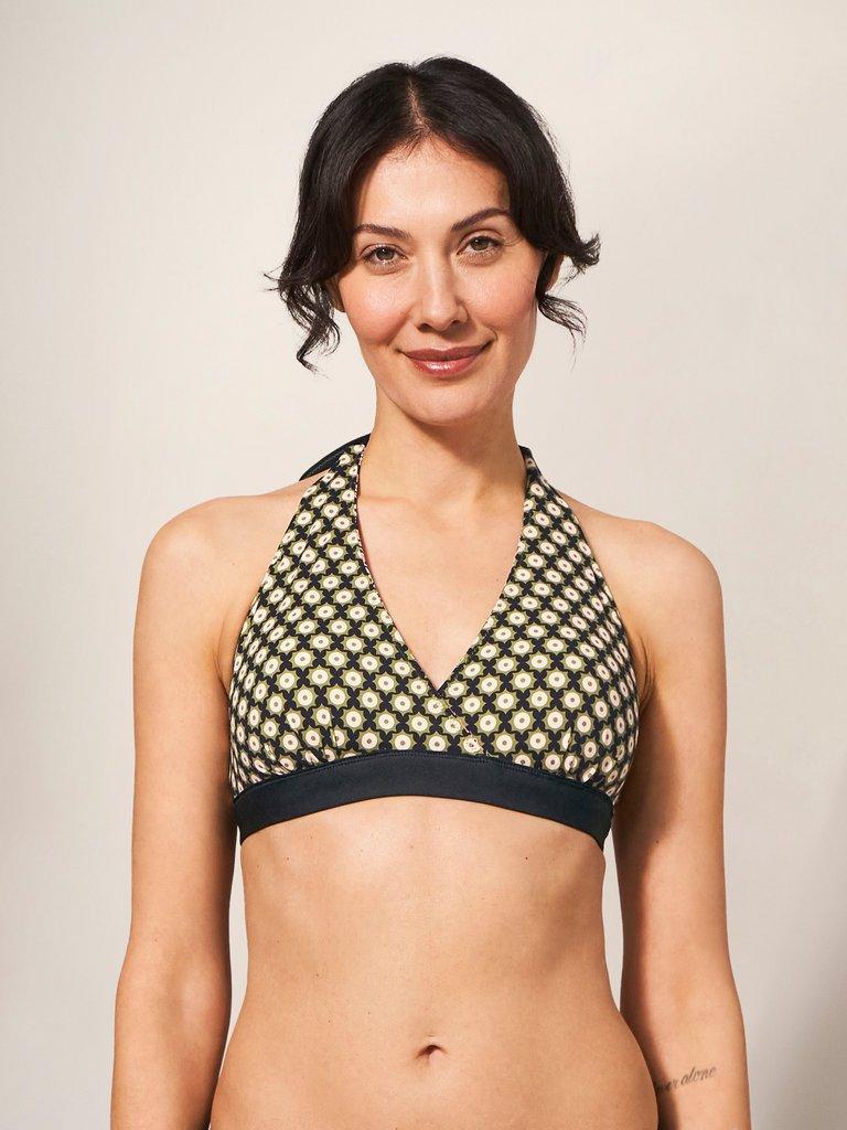Sunshine Reversible Bikini Top in BLK MLT - MODEL DETAIL